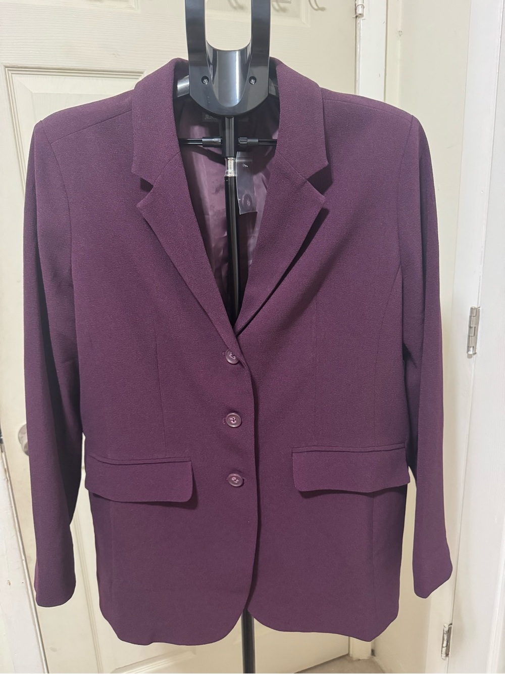 Jessica London Deep Plum Three-Button Blazer. Retail price $209.99